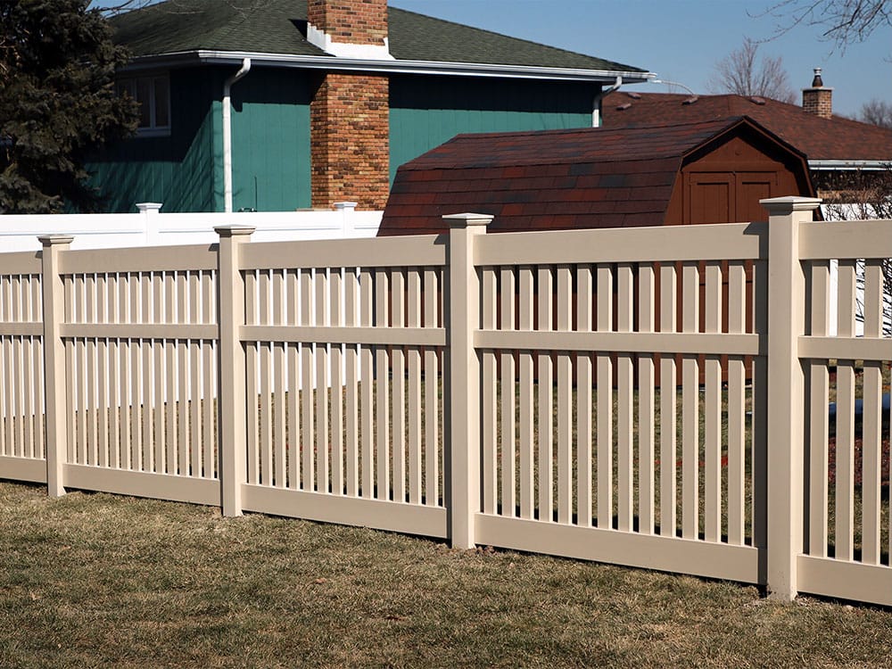 Photo-of-Almond-Vinyl-Spaced-Picket-Fence-5-Foot---Installed-in-Plainfield-Illinois