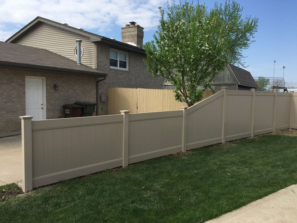 Photo-of-Khaki-Vinyl-Privacy-Fence-4-Foot---Installed-in-Downers-Grove-Illinois